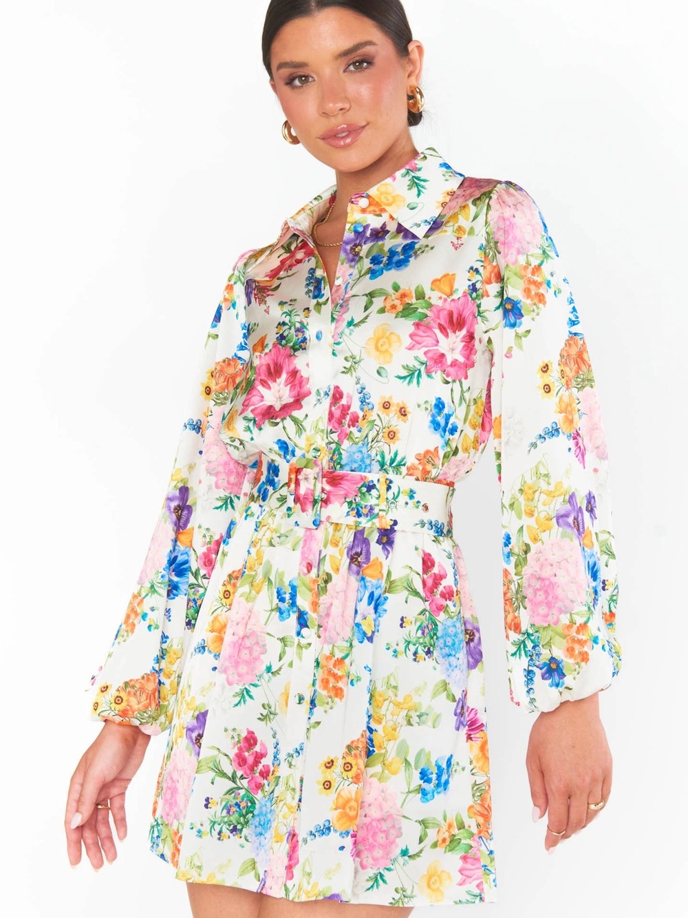 Show Me Your Mumu Carrie Collared Dress in Ivory Botanical Floral